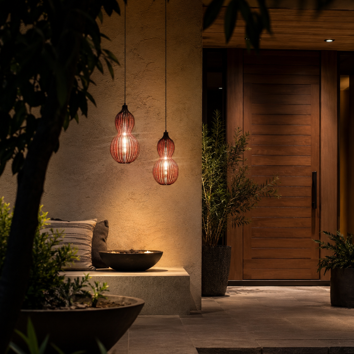 Colgante para jardín con diseño único, fabricado artesanalmente, iluminación IP65.