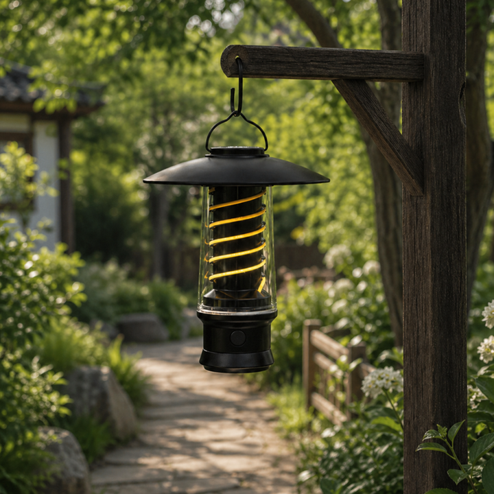 Linterna inalámbrica de luz cálida, perfecta para camping, glamping y decoración exterior.