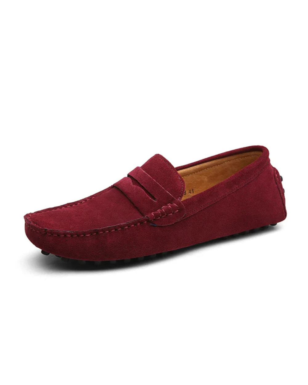 Mocasines de hombre de ante marrón, estilo casual y cómodo.