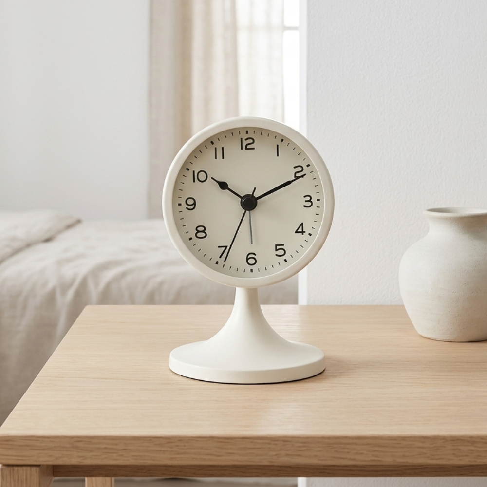 Reloj de alarma vintage silencioso de cuarzo con luz nocturna, ideal para dormitorio y mesita de noche.