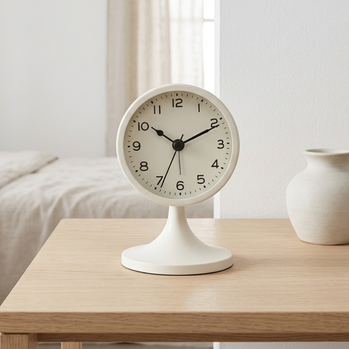 Reloj de alarma vintage silencioso de cuarzo con luz nocturna, ideal para dormitorio y mesita de noche.
