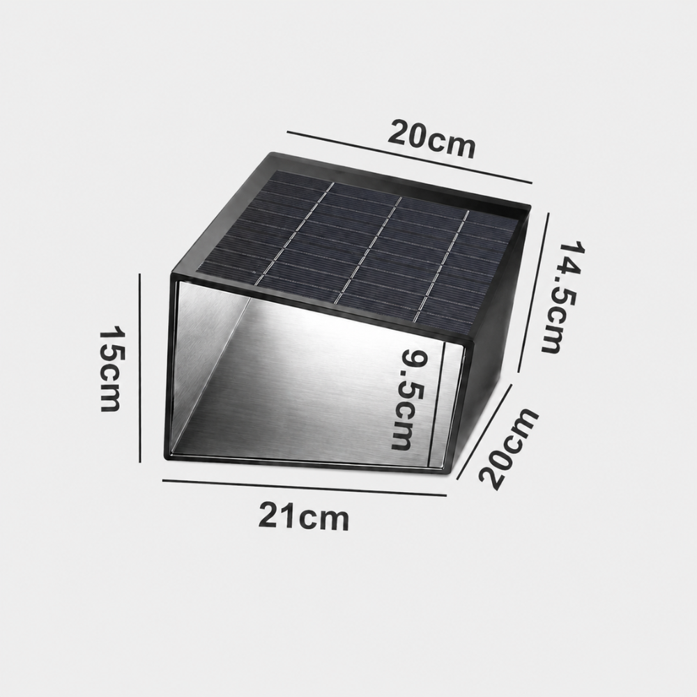 Lámpara solar de camino para jardín, moderna, ahorro energía, resistencia intemperie y control remoto.