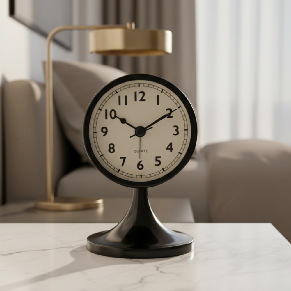 Reloj de alarma retro para dormitorio, estilo vintage con mecanismo de cuarzo, clásico y funcional.