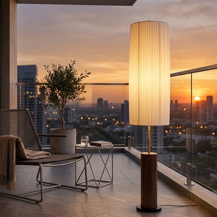 Lámpara de pie LED Kiyora, estilo wabi sabi minimalista, elegancia para tu decoración.