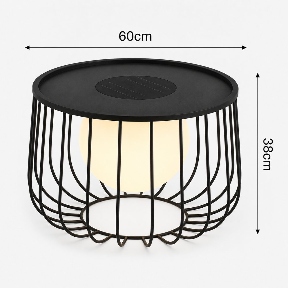 Lámpara LED regulable con carga solar para jardín y patio. Impermeable IP65.