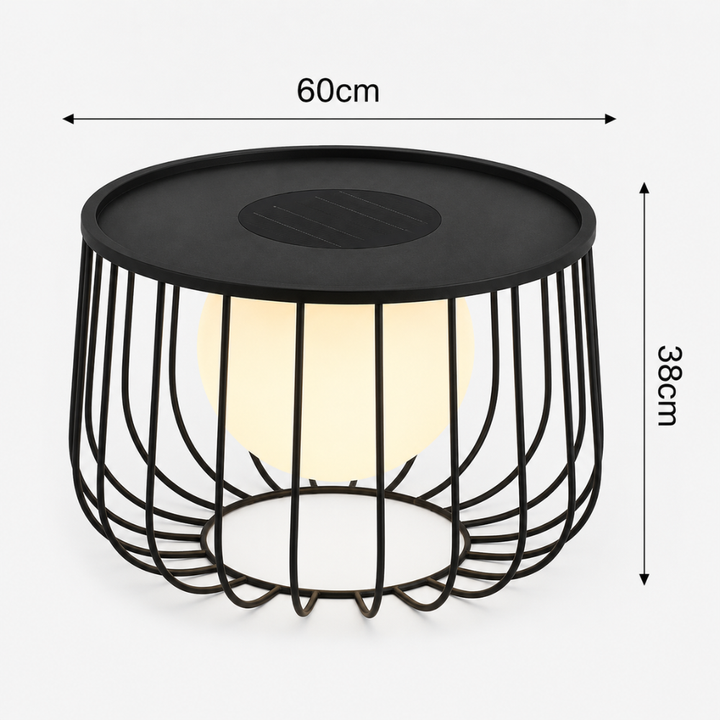 Lámpara LED regulable con carga solar para jardín y patio. Impermeable IP65.