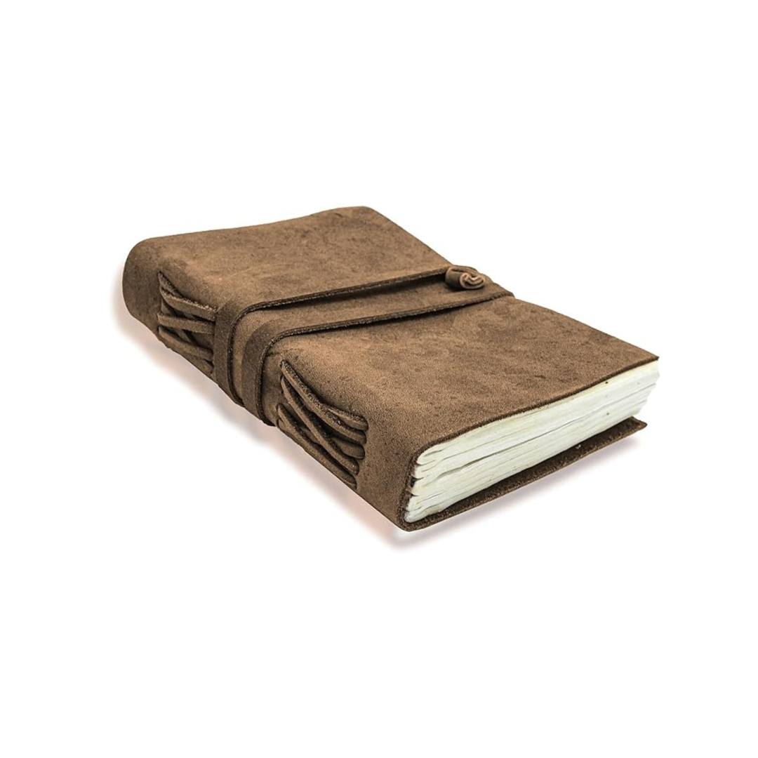Diario de cuero genuino hecho a mano, estilo vintage, ideal para viajes, dibujo o regalo.