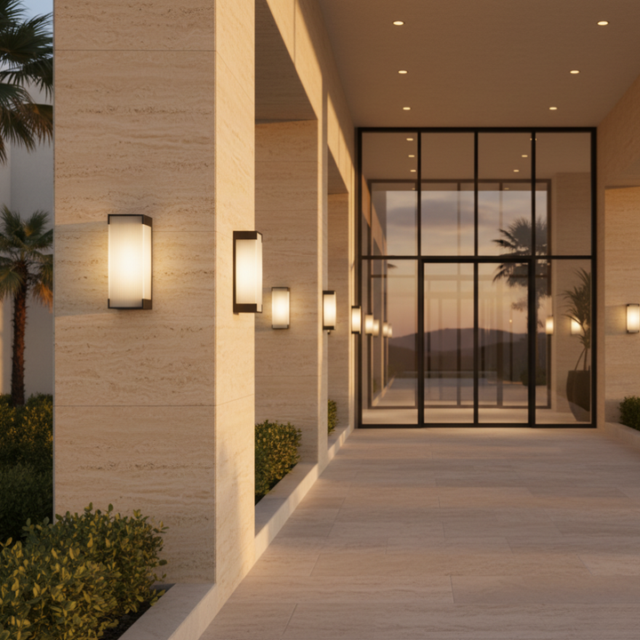 Luz de pared exterior LED IP65, acero inoxidable y regulable, perfecta para jardín.