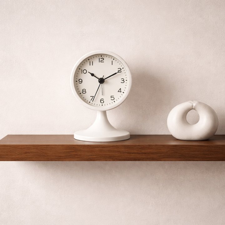 Reloj de mesa clásico y silencioso con movimiento de cuarzo, luz nocturna para un sueño tranquilo.