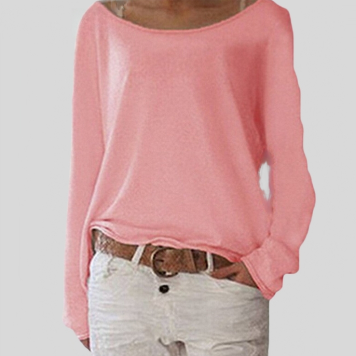Top de mujer casual y relajado con escote amplio, perfecto para la primavera-verano. Ropa cómoda y versátil.