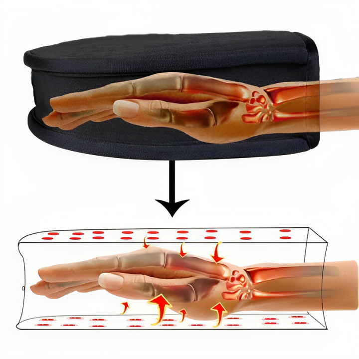 Textura suave y diseño ergonómico de guantes de terapia infrarroja para manos con artritis.