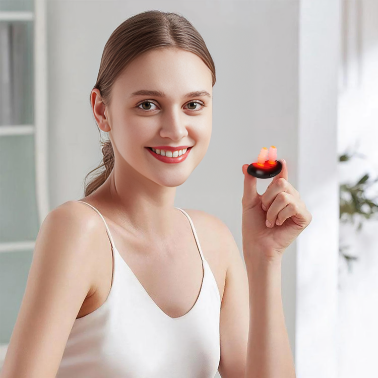 Cómodo dispositivo de terapia nasal con luz roja para alivio sin medicamentos de congestión y problemas respiratorios.
