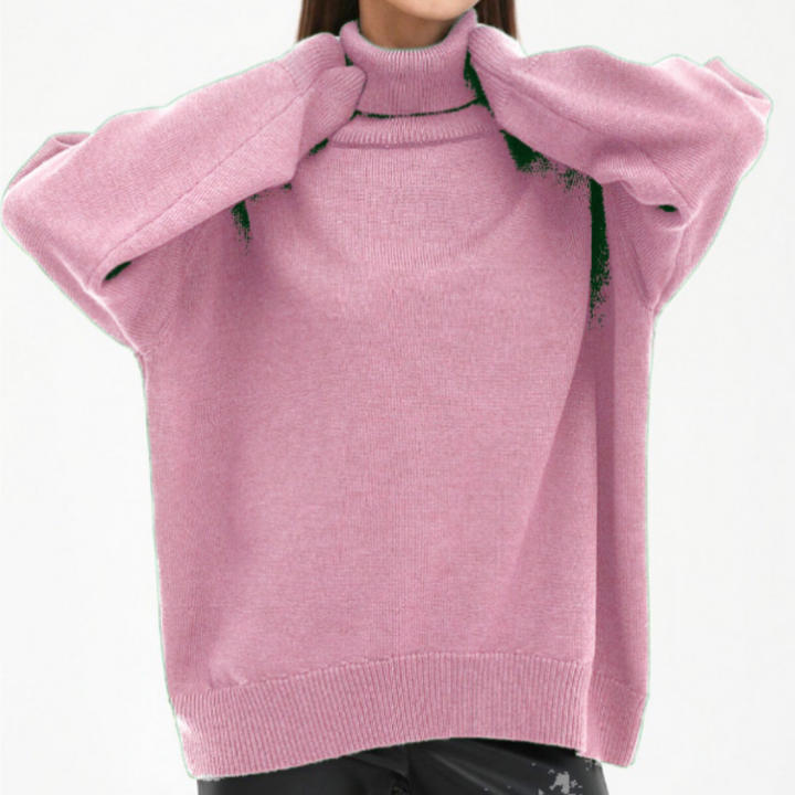 Jersey de manga larga de cuello alto para mujer, prenda versátil y chic, perfecta para el invierno.