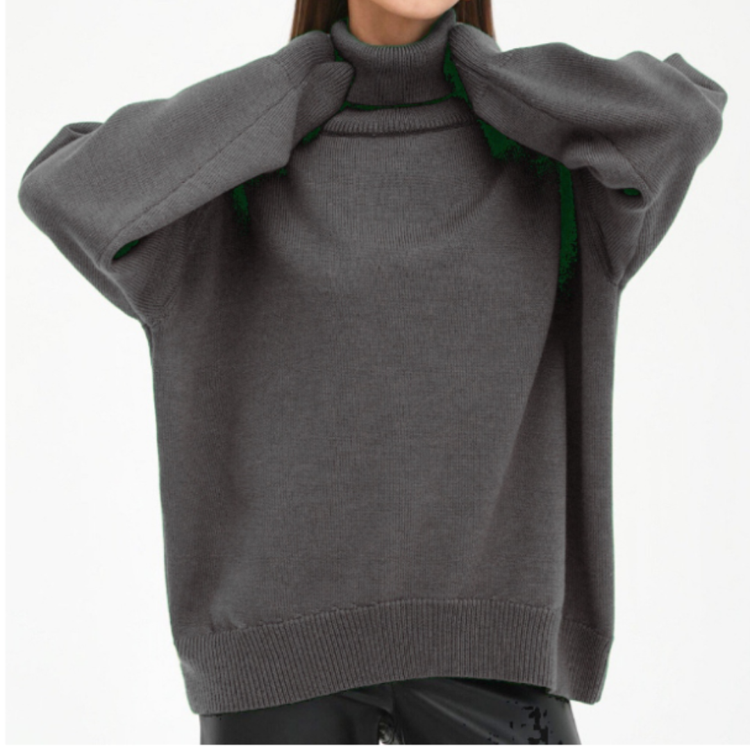 Jersey de cuello alto básico para mujer, cómodo y cálido, imprescindible en tu armario de invierno.