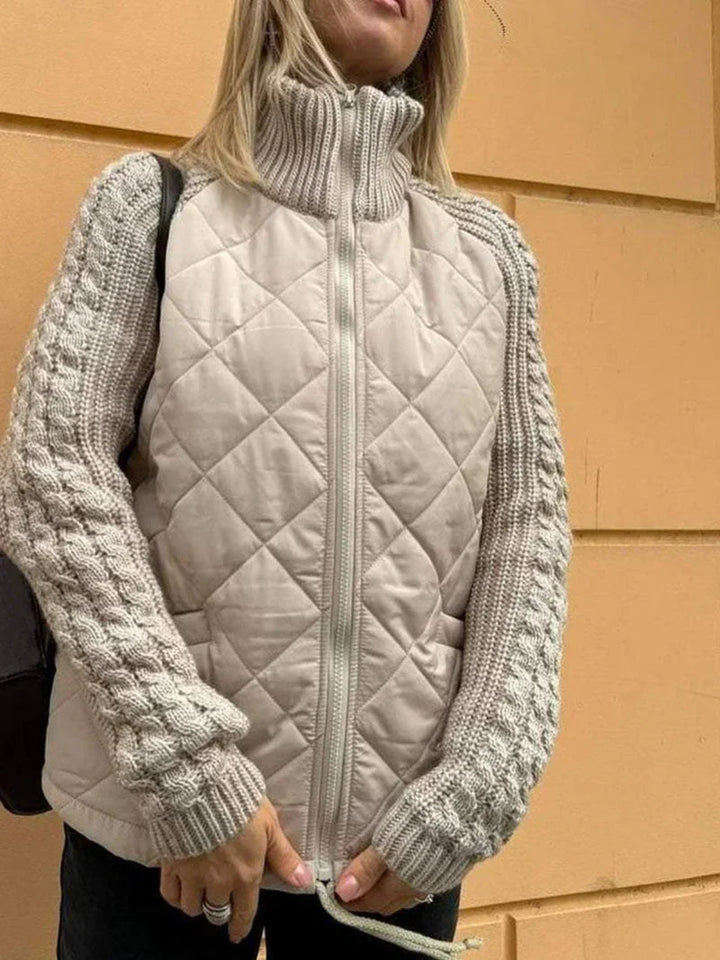 Abrigo de punto de mujer con cremallera, perfecto para otoño e invierno. Estilo elegante y cómodo.