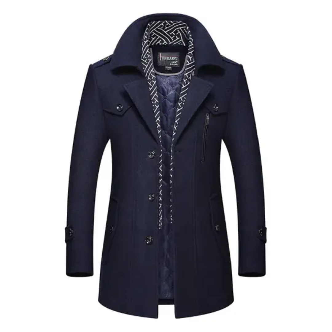 Abrigo largo hombre, diseño atemporal. Prenda de abrigo esencial para invierno, combina calidez y elegancia.