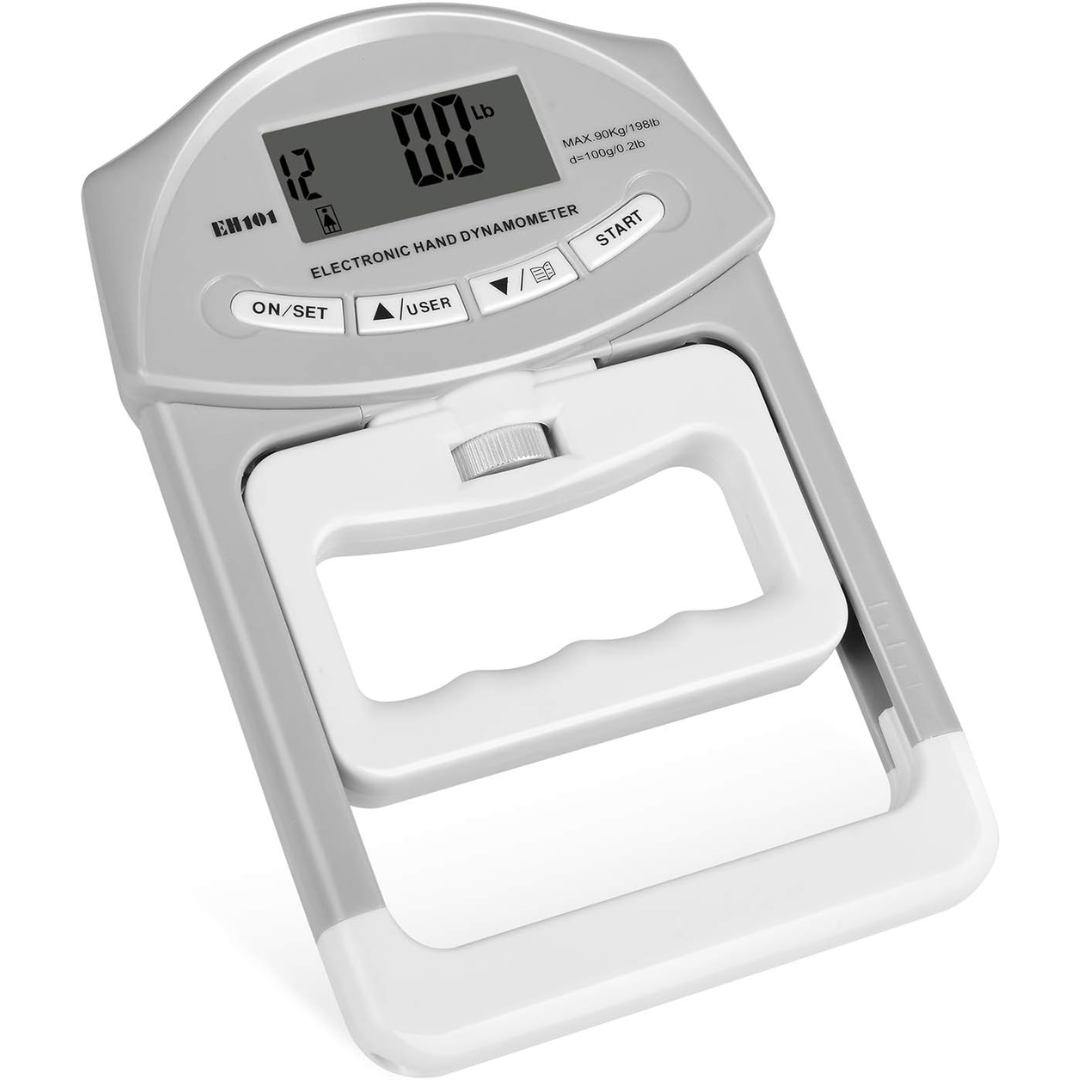 Medidor de fuerza de agarre para gimnasio y hogar. Dinamómetro digital para entrenamiento funcional.