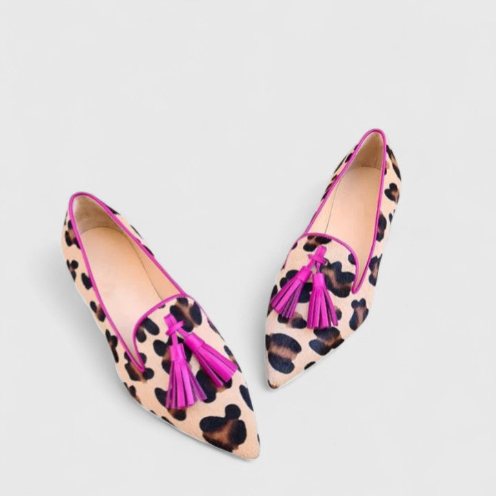 Mocasines de mujer clásicos con estampado de leopardo, cómodos y planos. Calzado elegante con estilo versátil.
