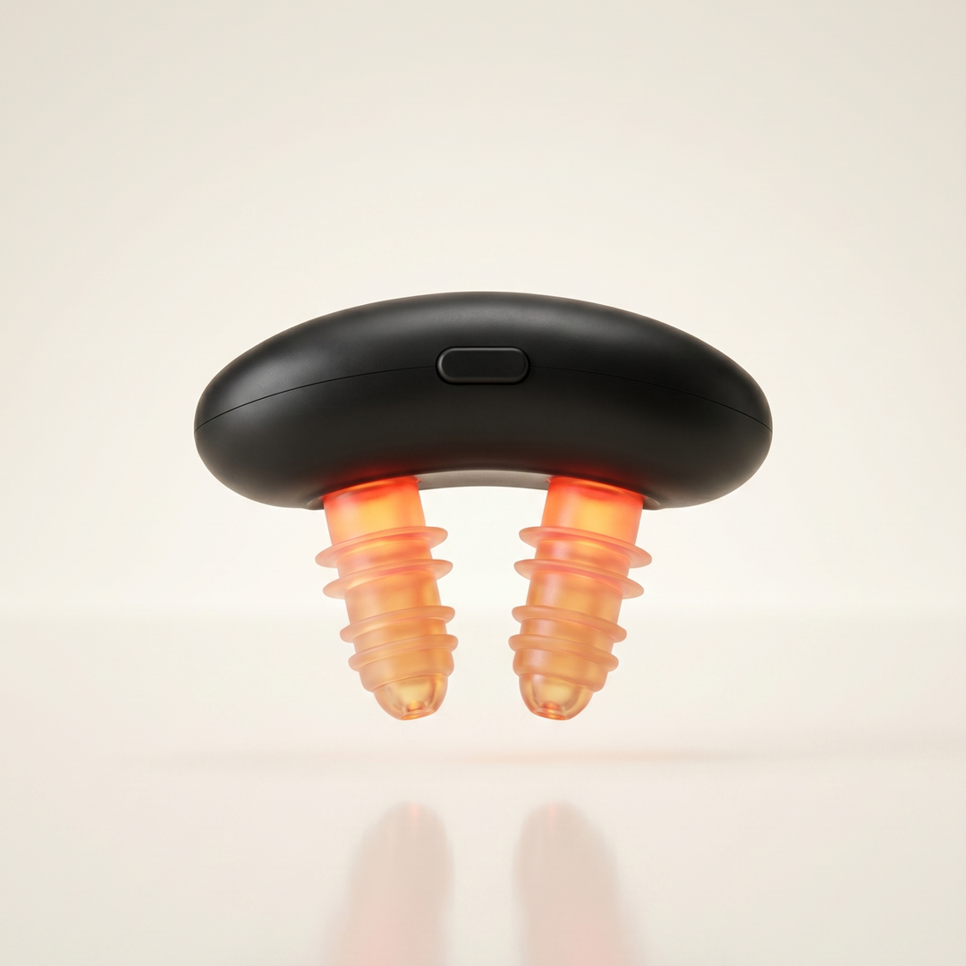 Terapia nasal con luz roja 650nm. Dispositivo recargable para relajación y cuidado personal.