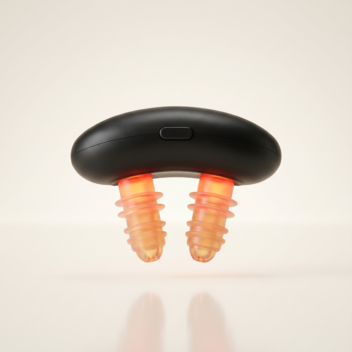 Terapia nasal con luz roja 650nm. Dispositivo recargable para relajación y cuidado personal.
