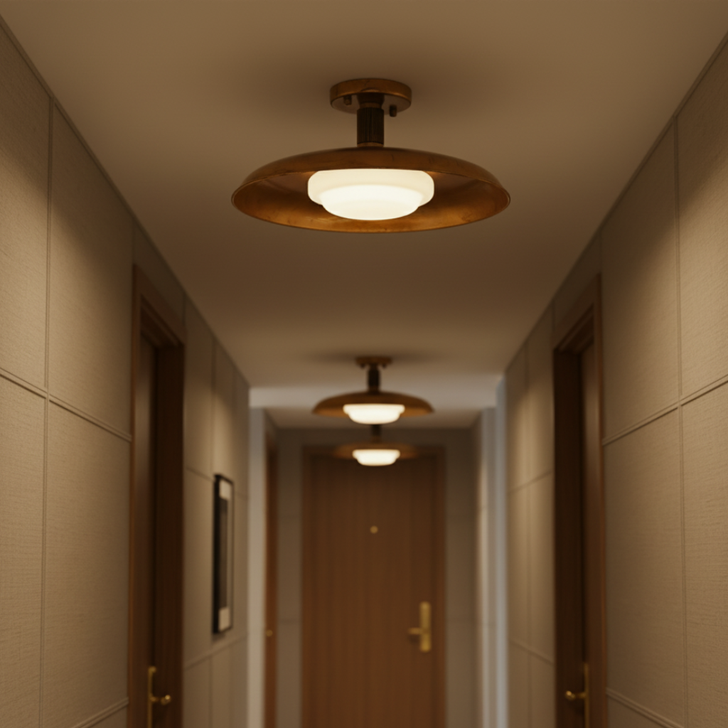 Lámpara de techo LED Cymbale, diseño retro en oro antiguo, ideal para interiores elegantes del hogar.