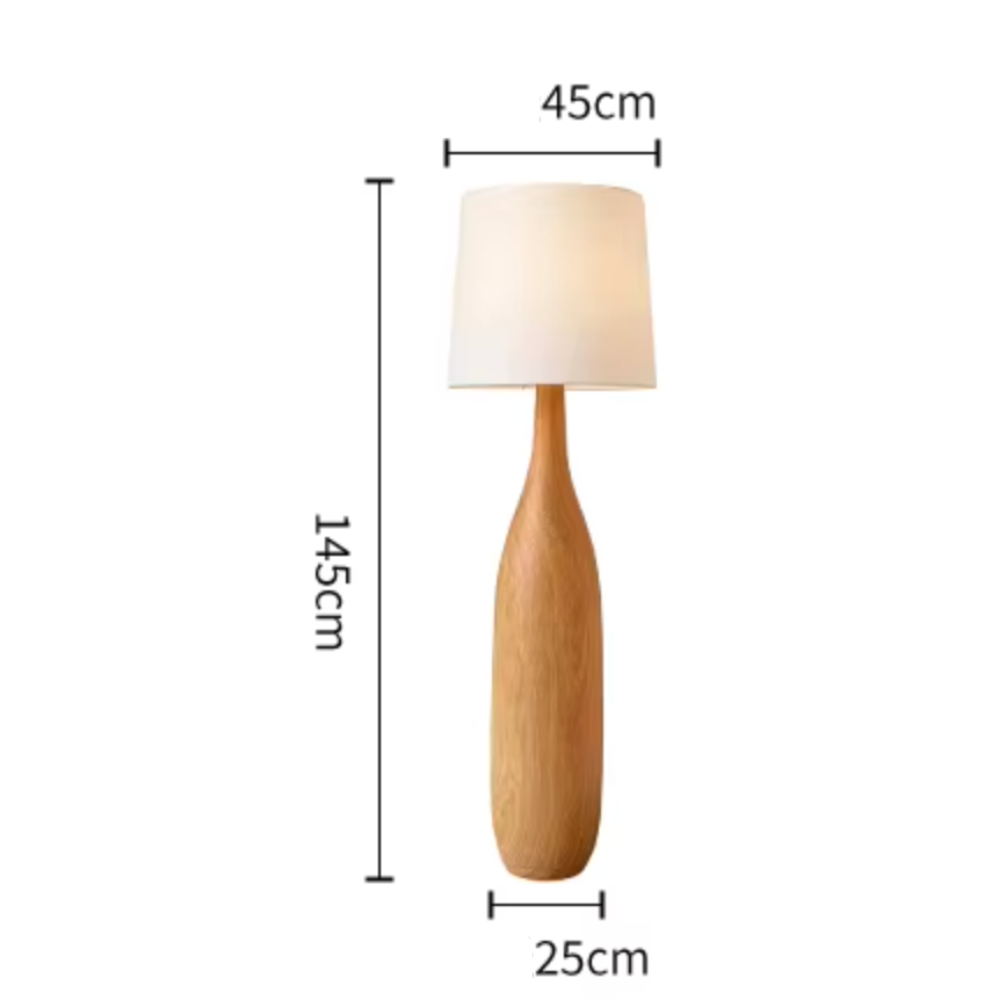 Lámpara de pie de madera sólida estilo escandinavo vintage para salón. Ambiente acogedor y funcional.