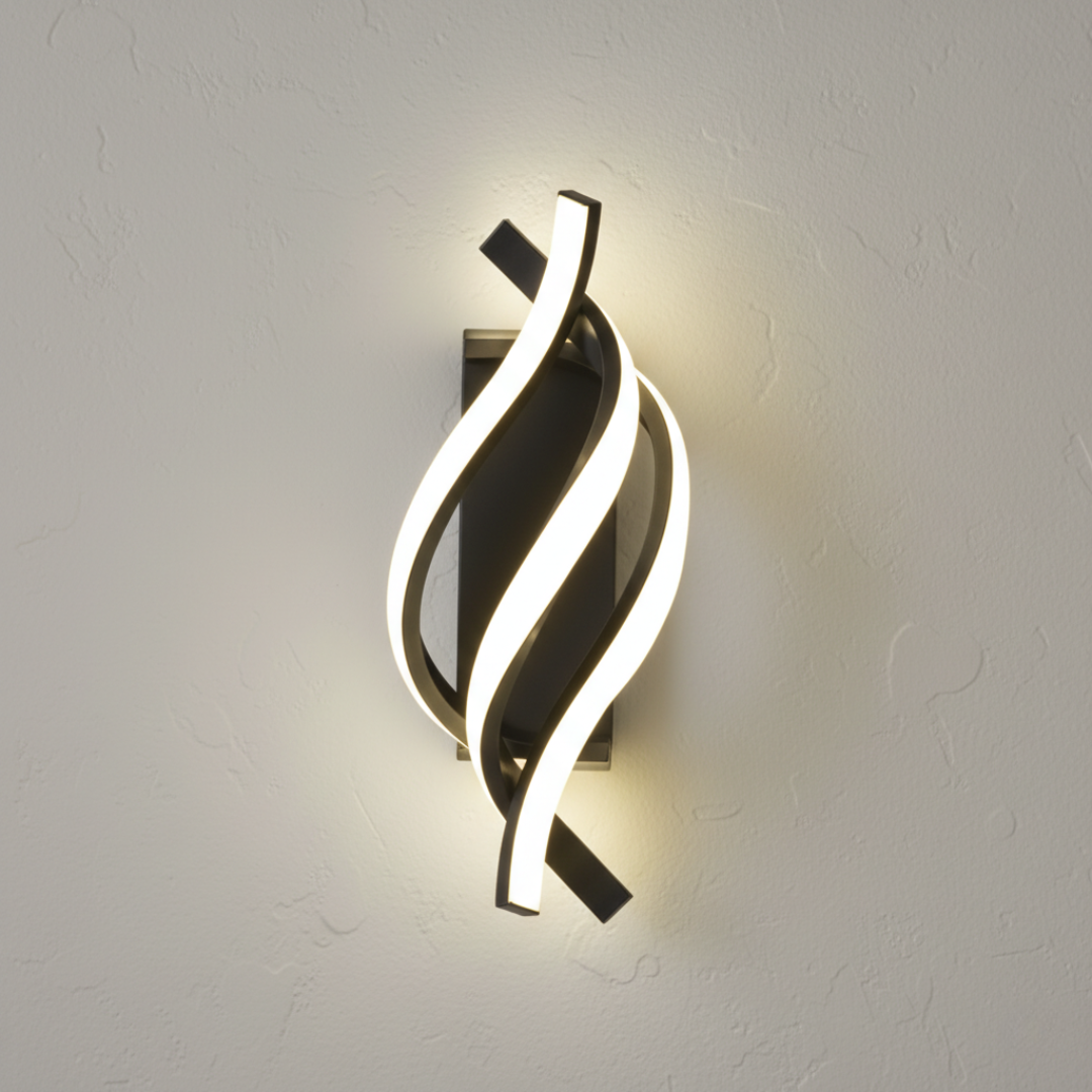 Aplique de pared LED minimalista para dormitorio, luz cálida y diseño moderno.
