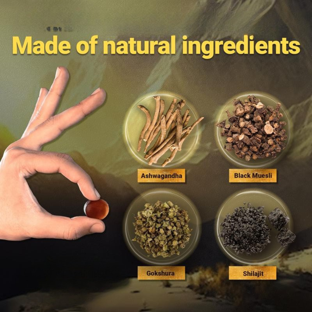 Disfruta gomitas de shilajit del Himalaya con ashwagandha para vitalidad, resistencia y una mente clara.