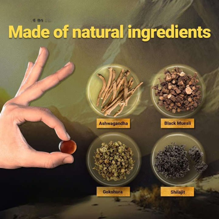 Disfruta gomitas de shilajit del Himalaya con ashwagandha para vitalidad, resistencia y una mente clara.