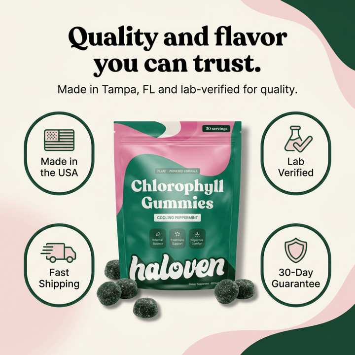 Gominolas de clorofila para frescura del aliento y ayuda digestiva.