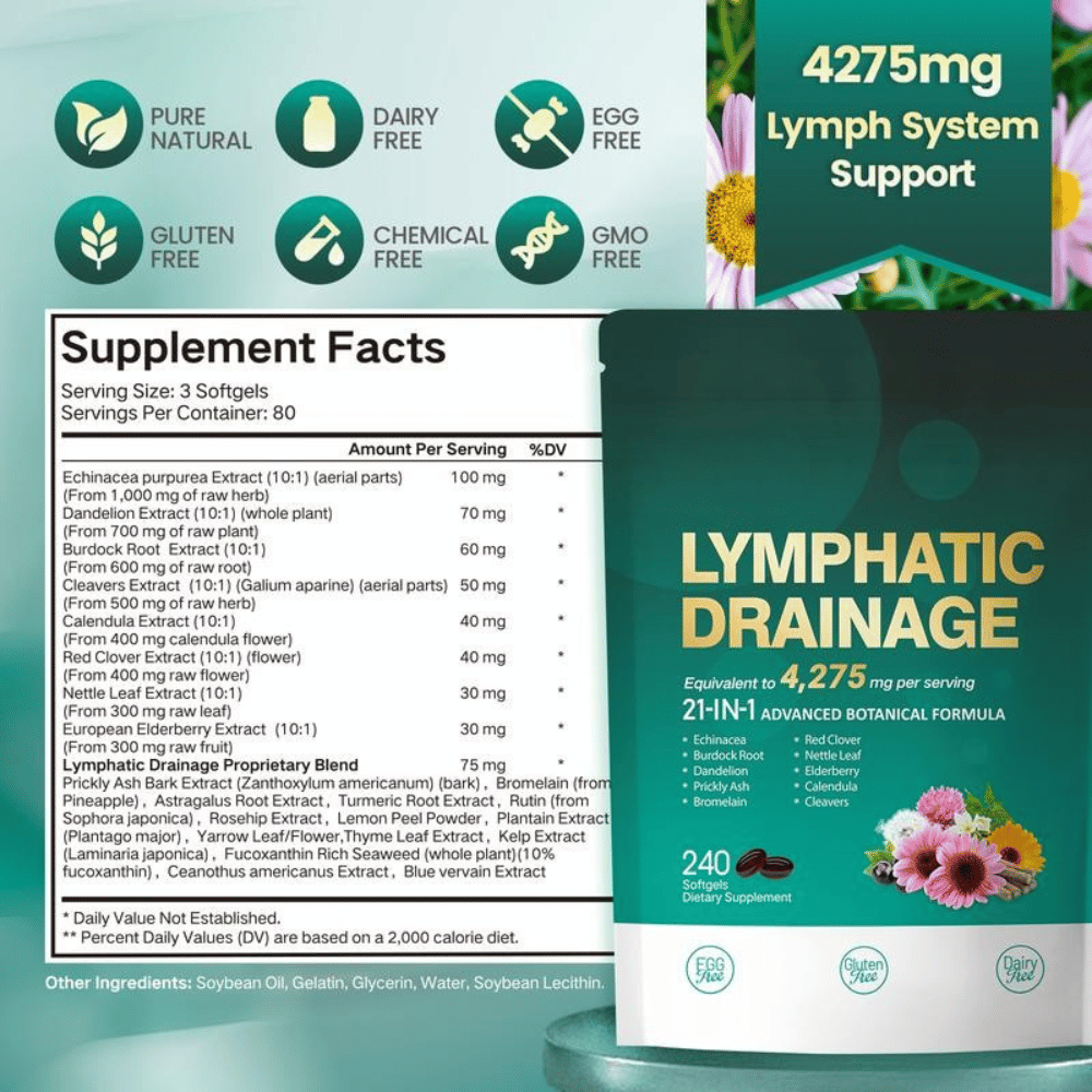 Suplemento para drenaje linfático natural. Ideal para desintoxicación diaria, apoyo de fluidos y aumentar la energía.