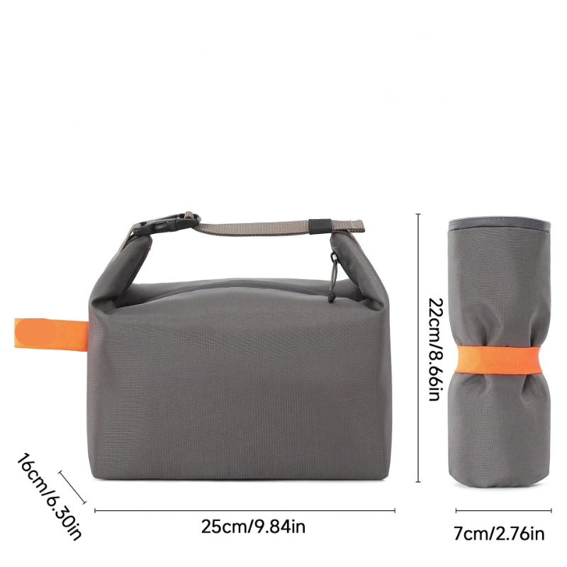 Compacta bolsa de almuerzo plegable. Su aislamiento mantiene los alimentos frescos y listos para llevar.