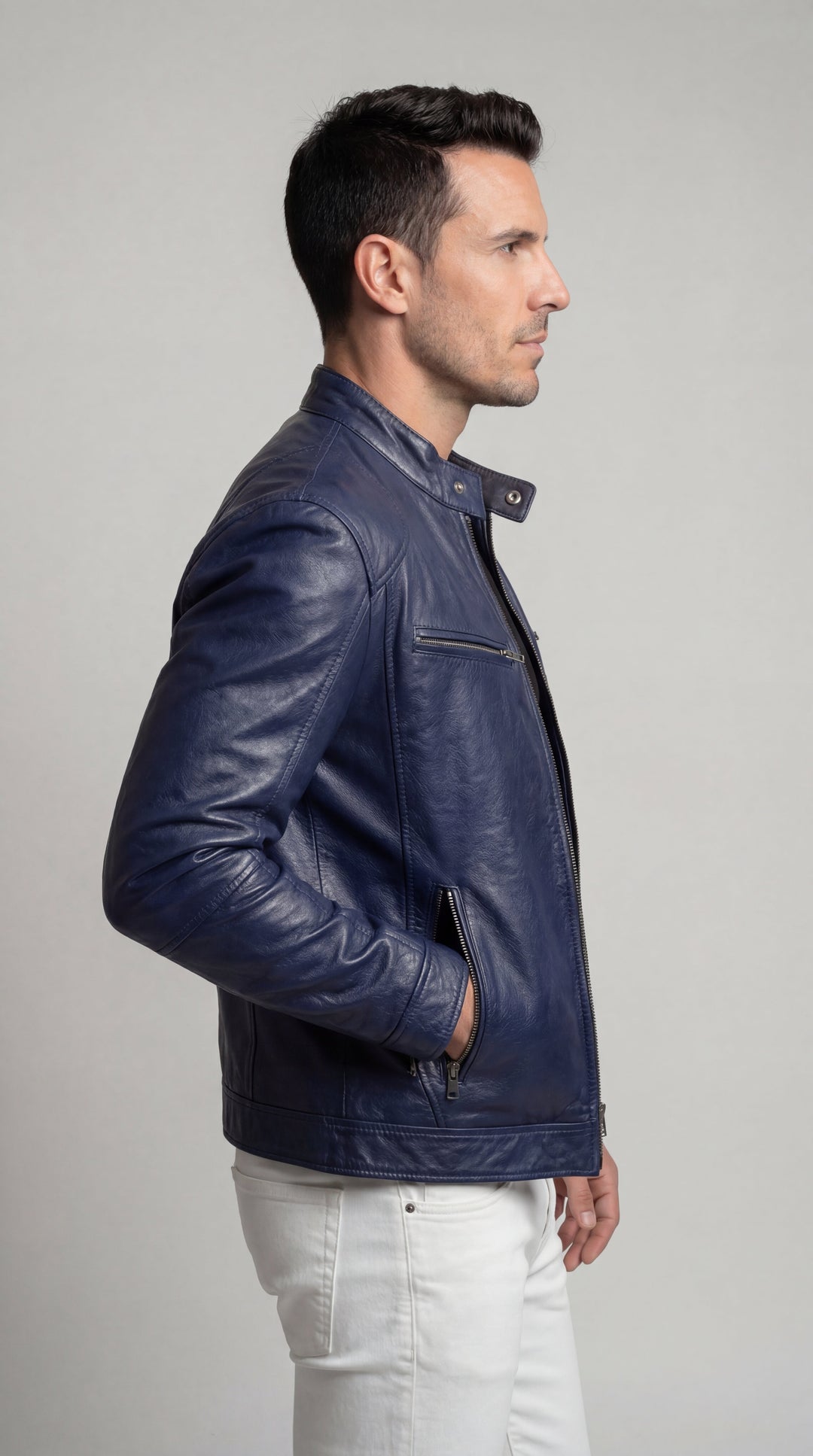 Chaqueta ecológica de piel vegana para hombre, moda sostenible y elegante para el otoño.