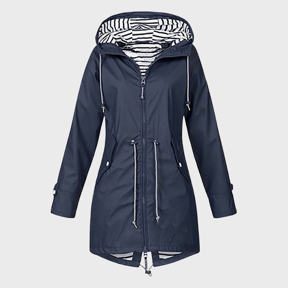 Chaqueta gabardina larga e impermeable para mujer, moda de invierno elegante.