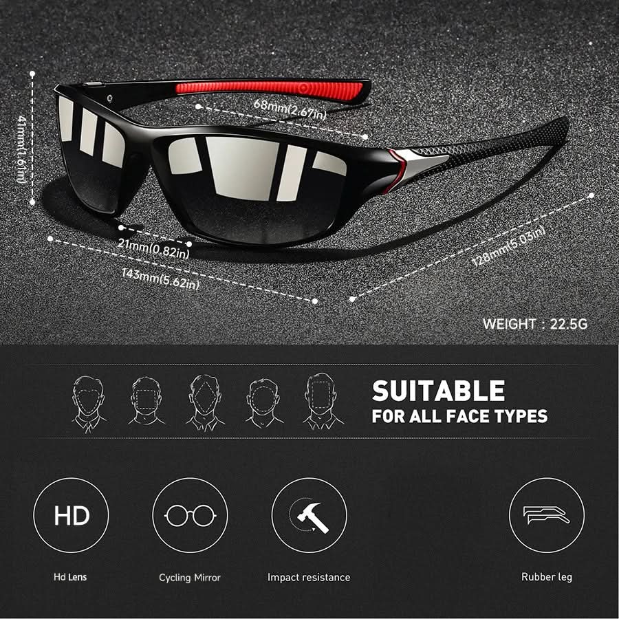 Disfruta del exterior con gafas de sol polarizadas UV400. Protección esencial para correr y pedalear.
