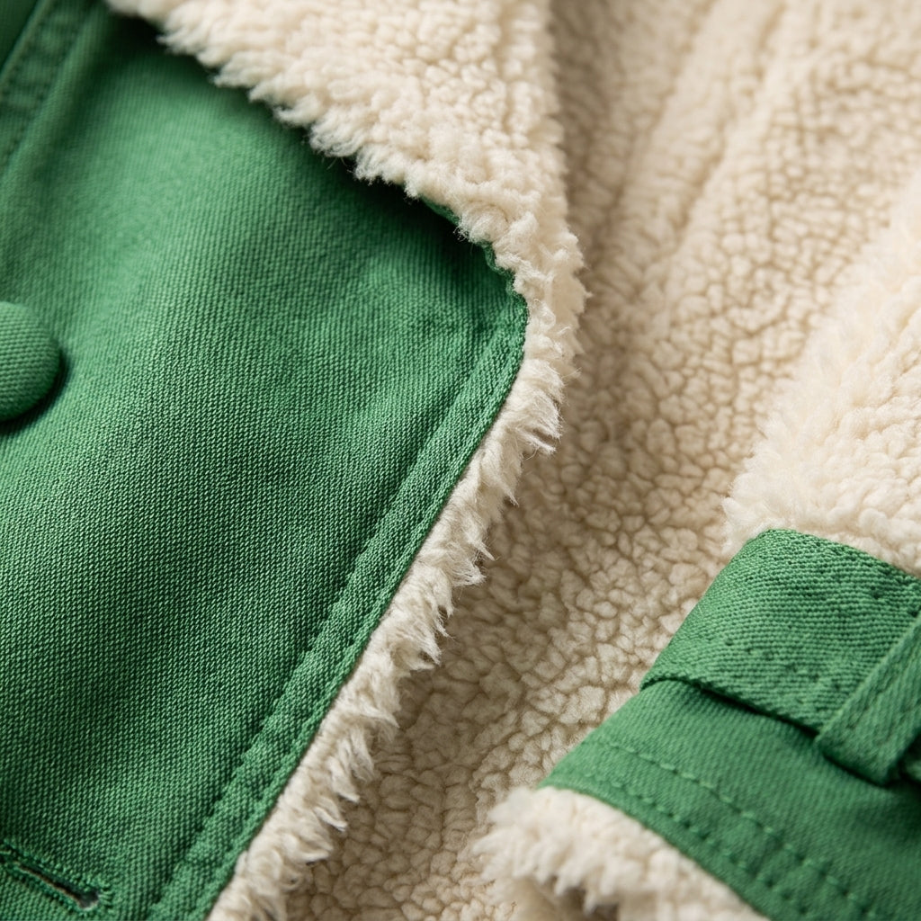 Chaqueta casual de invierno para mujer, con borreguito y bolsillos. Ideal para un look versátil.