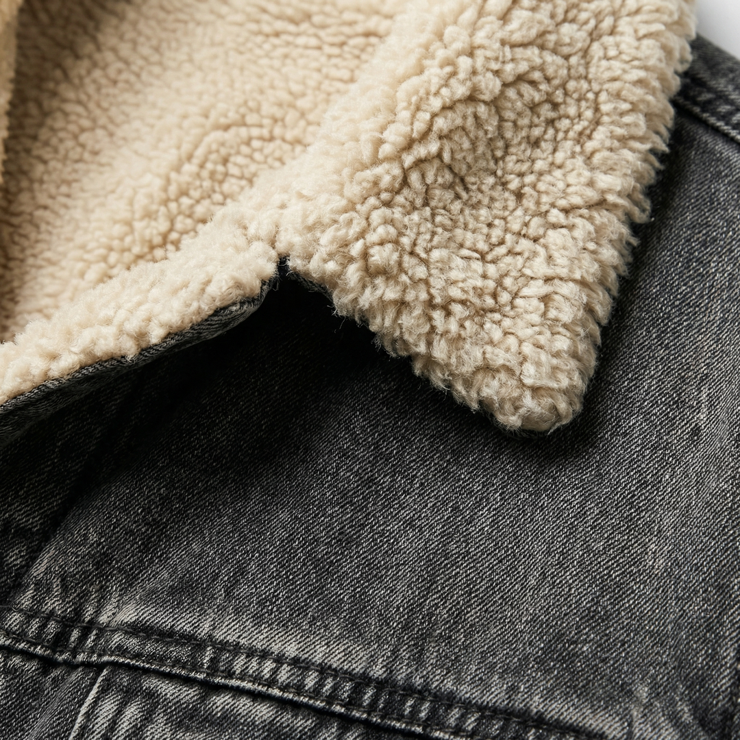 Chaqueta de borrego y mezclilla para mujer, diseño largo y casual para el frío.