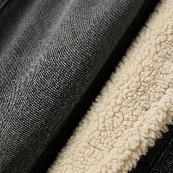 Cálida chaqueta de mezclilla para mujer, forrada de borrego, un must-have para el invierno.
