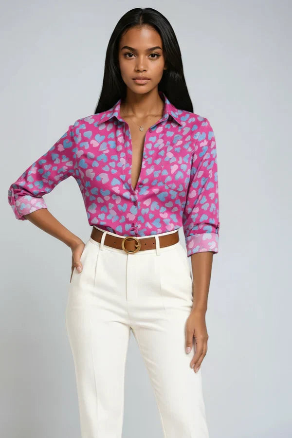 Ropa cómoda: blusa de mujer estampada, diseño vibrante, manga larga, ideal para el día a día.