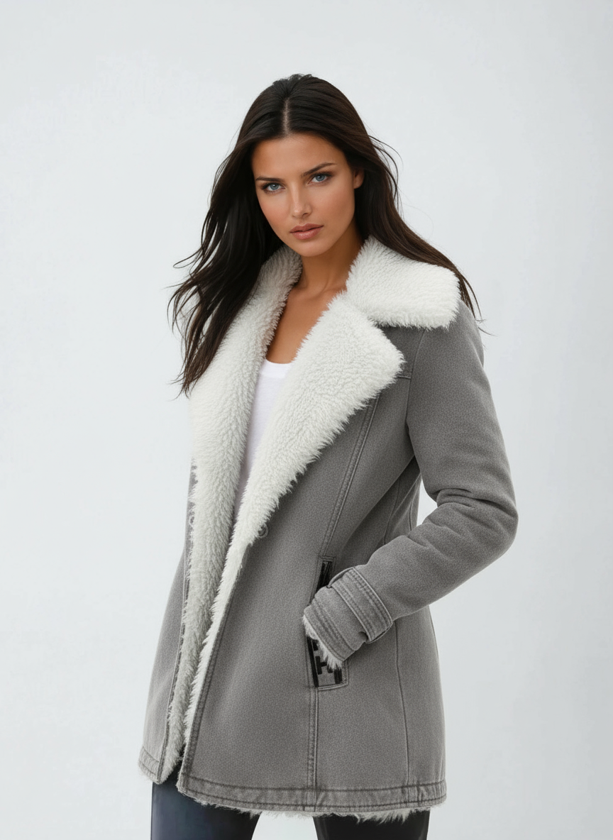 Cálido abrigo de invierno para mujer. Chaqueta outwear con cuello suave y botones, estilo elegante y atemporal.