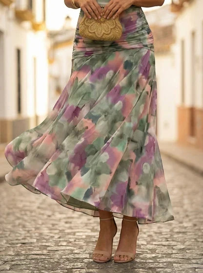 Ropa mujer: Vestido elegante para fiesta de otoño, largo, hombros descubiertos y estilo drapeado.