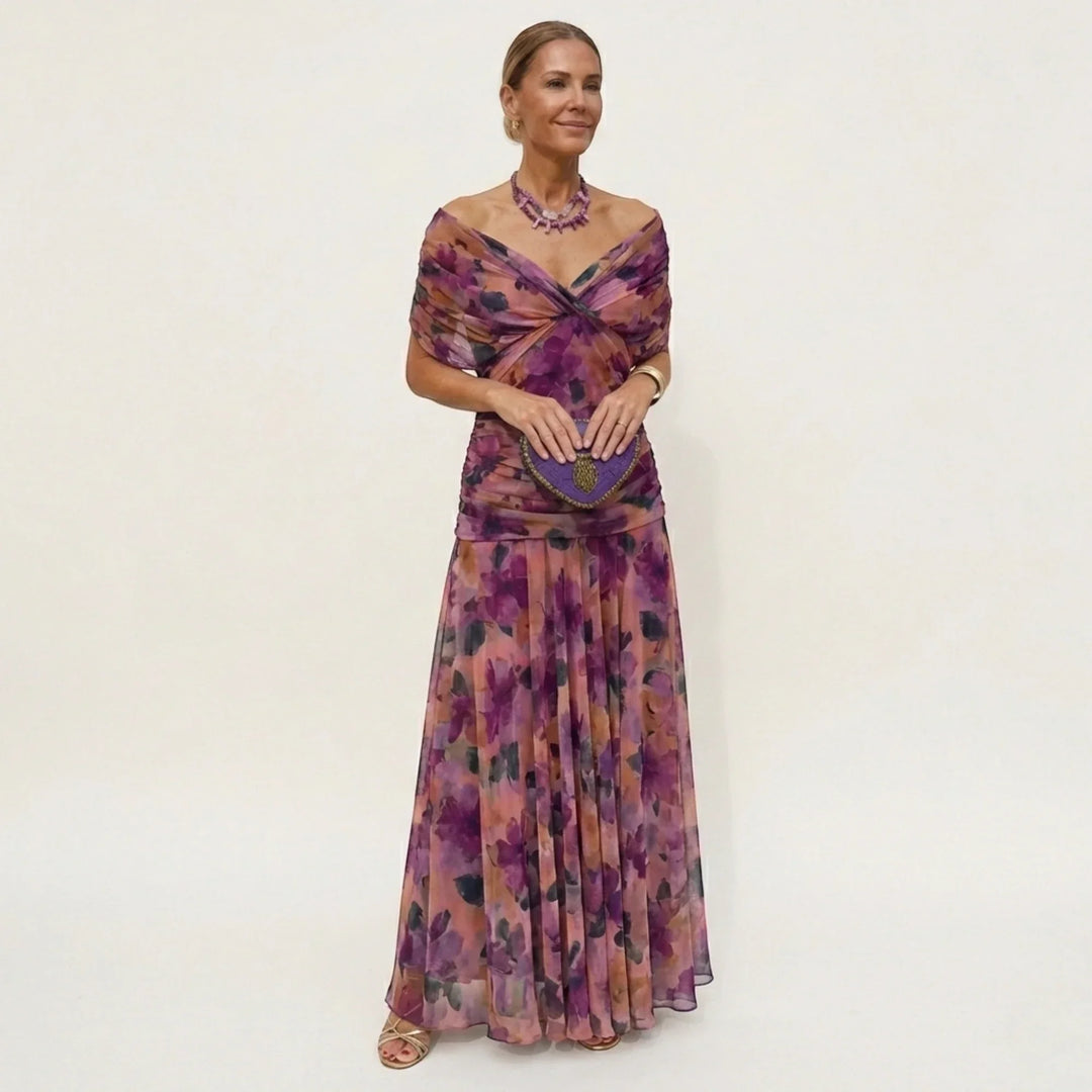 Vestido largo para fiesta de boda, estilo elegante y hombros descubiertos para mujer.