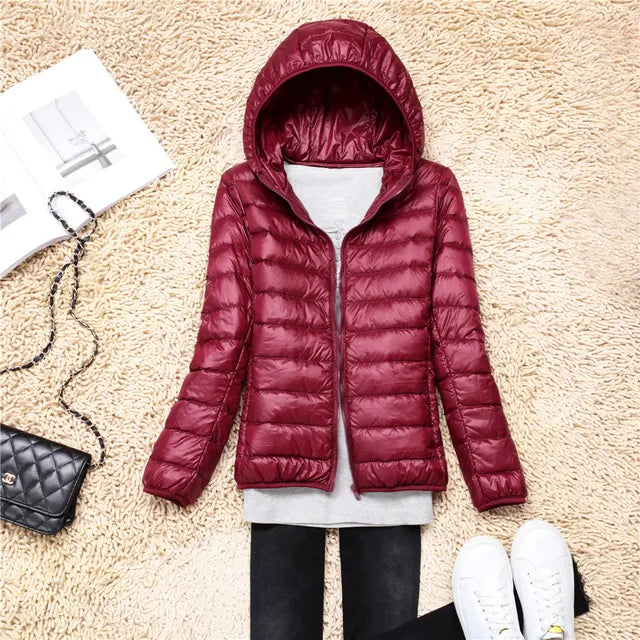 Abrigo casual de invierno para mujer, plegable y fácil de transportar.