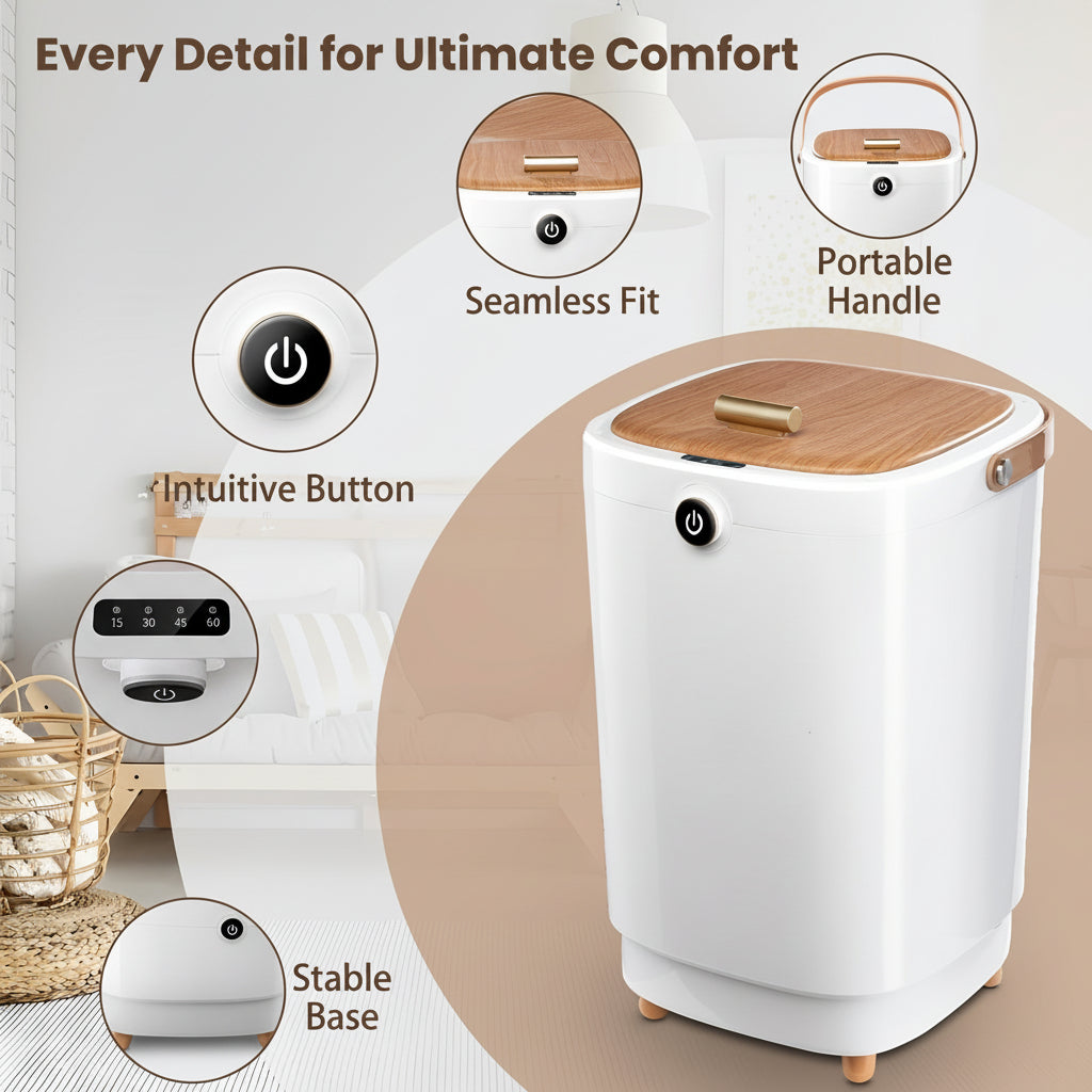 Calentador de toallas eléctrico de acero inoxidable para baño y hogar, diseño elegante y ahorro de espacio.
