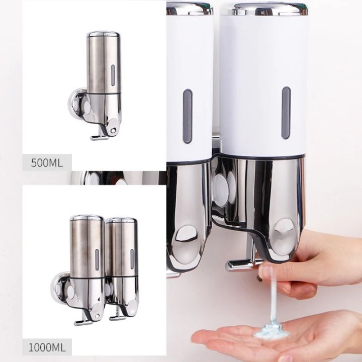 Dosificador de jabón líquido de pared, diseño elegante para cocinas y baños.