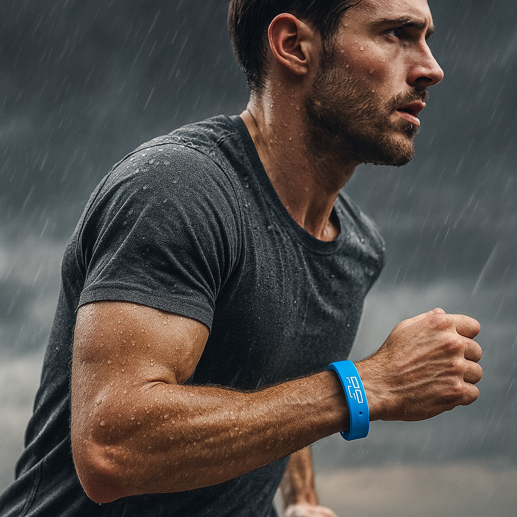 Smartwatch fitness monitorizando pasos y calorías en entrenamiento. Para deporte, resistente al agua. Unisex.