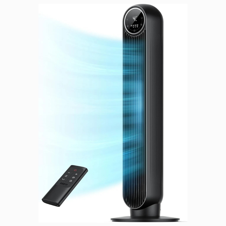Ventilador de torre de enfriamiento silencioso para hogar. Incluye control remoto, perfecto para sala de estar.