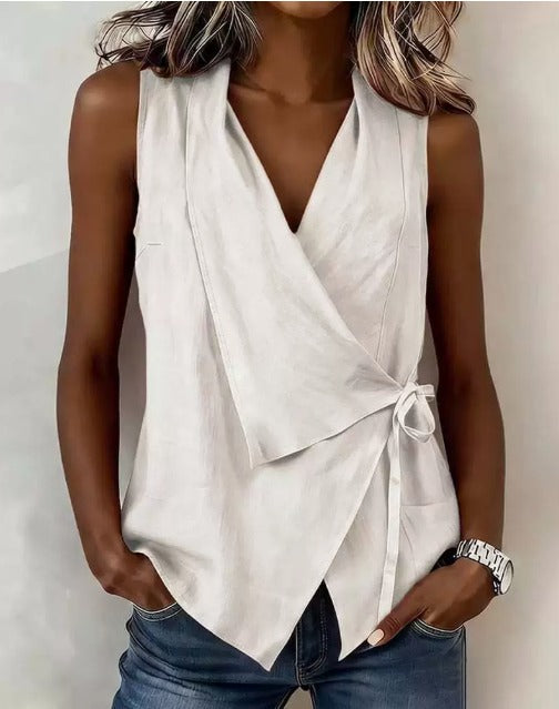 Blusa de moda sin mangas para mujer, estilo veraniego chic. Confortable y elegante para cualquier ocasión.