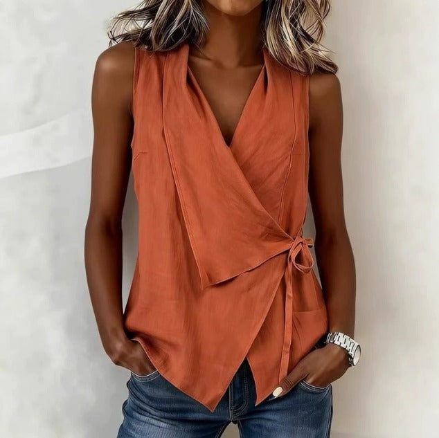 Blusa sin mangas de mujer, estilo moderno y cómodo. Ideal para un look casual chic de verano.
