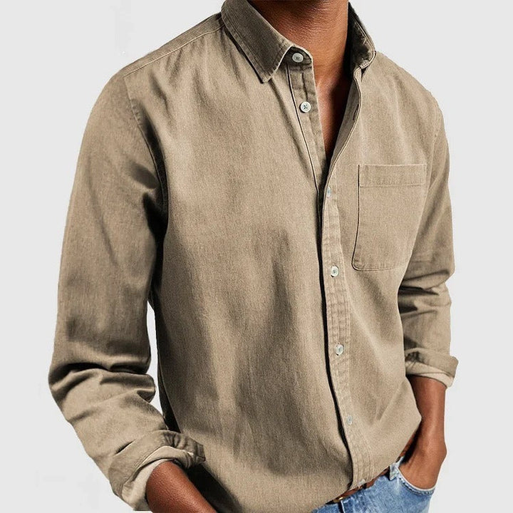 Camisa de manga larga con botones para hombre, estilo casual elegante y confort diario. Ropa versátil.